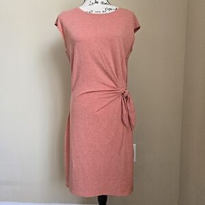 Garnet Hill side tie dress peach coral sleeveless womens S